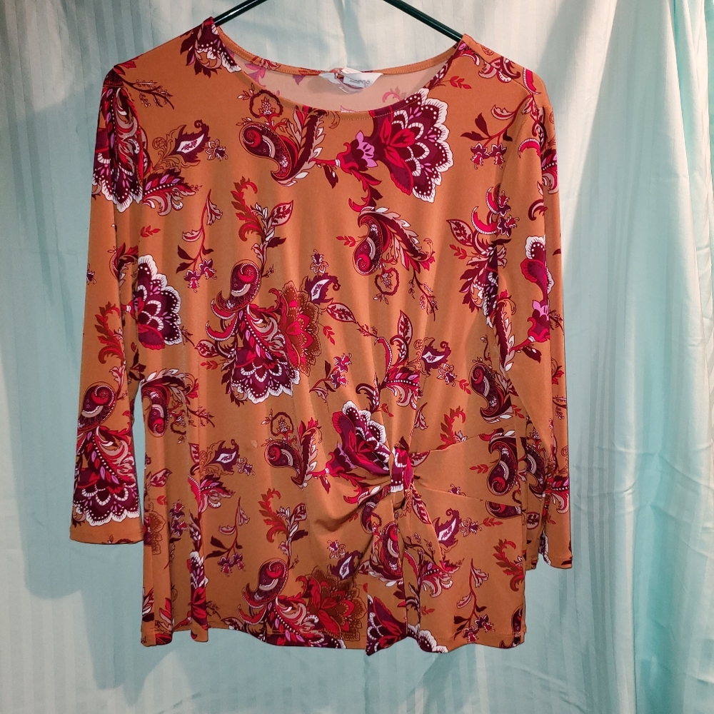 Liz Claiborne Paisley Blouse - Orange and Pink